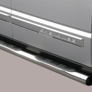 Boční ochranné nerezové nášlapy s plastovými prolisy - tyč