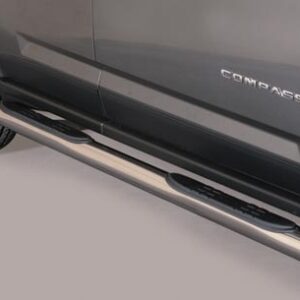 Boční ochranné nerezové nášlapy s plastovými prolisy - tyč