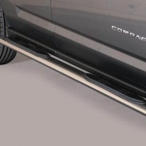 Boční ochranné oválné nerezové nášlapy s plastovými prolisy