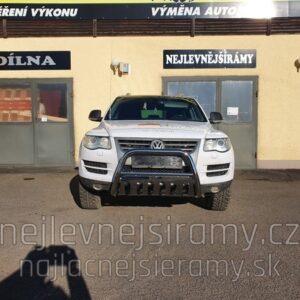 Přední ochranný nerezový rám s krycím plechem pro Volkswagen Touareg od 2010 s přídavným led světlem (TA)