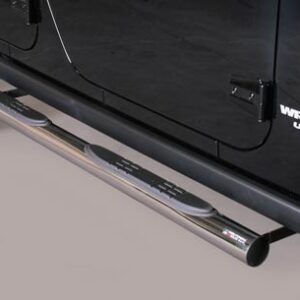 Boční ochranné nerezové nášlapy s plastovými prolisy - tyč