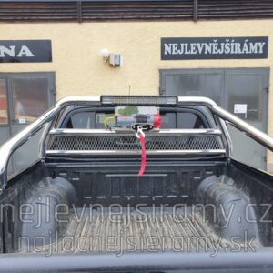 Zadní nerezový rám na korbu s vnitřní mříží přizpůsobený na naviják a přídavná světla pro Fiat Fullback/Mitsubishi L200 (TA)