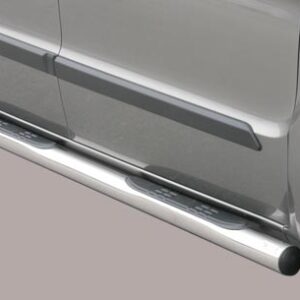 Boční ochranné nerezové nášlapy s plastovými prolisy - tyč