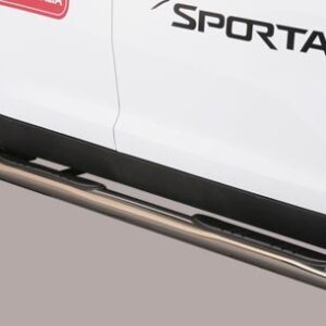 Boční ochranné nerezové nášlapy s plastovými prolisy - tyč