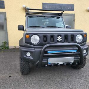 přední ochranný nerezový rám se zuby černý s led přídavným světlem pro Suzuki Jimny 2018 (TA)