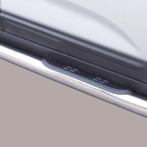 Boční ochranné nerezové nášlapy s plastovými prolisy - tyč