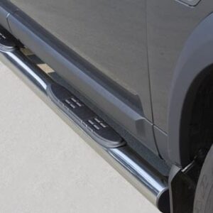 Boční ochranné nerezové nášlapy s plastovými prolisy - tyč