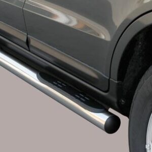 Boční ochranné nerezové nášlapy s plastovými prolisy - tyč