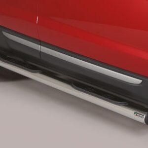 Boční ochranné nerezové nášlapy s plastovými prolisy - tyč