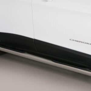 Boční ochranné nerezové nášlapy s plastovými prolisy - tyč