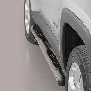 Boční ochranné nerezové nášlapy s plastovými prolisy - tyč