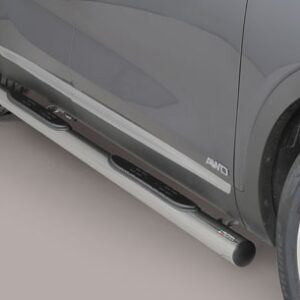 Boční ochranné nerezové nášlapy s plastovými prolisy - tyč