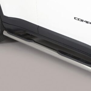 Boční ochranné nerezové nášlapy s plastovými prolisy - tyč