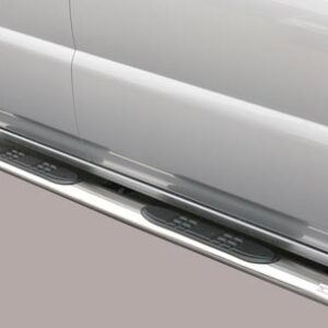 Boční ochranné oválné nerezové nášlapy s plastovými prolisy