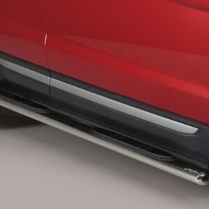 Boční ochranné oválné nerezové nášlapy s plastovými prolisy