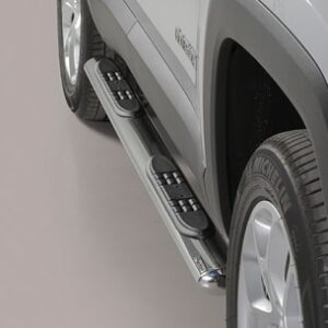 Boční ochranné oválné nerezové nášlapy s plastovými prolisy