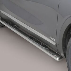 Boční ochranné oválné nerezové nášlapy s plastovými prolisy