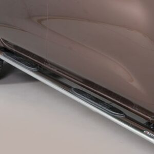 Boční ochranné oválné nerezové nášlapy s plastovými prolisy pro Nissan Navara