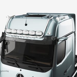 Horní velký ochranný nerezový rám na střechu kabiny GIGA pro 6 přídavných světel s 5 bílými LED pozičkami pro MB Actros 2025- (ME)