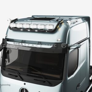 Horní ochranný nerezový rám černý na střechu kabiny GIGA pro 6 přídavných světel se 3 bílými a 4 žlutými LED pro MB Actros 2025- (ME)