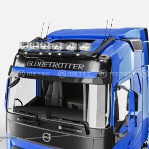Horní ochranný nerezový rám černý na střechu model Globetrotter pro 6 přídavných světel s led pozičkami pro Volvo FH 2020- (ME)